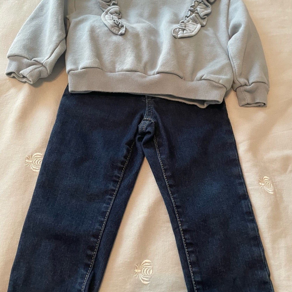 GAP Blue Gray Ruffle Sweatshirt